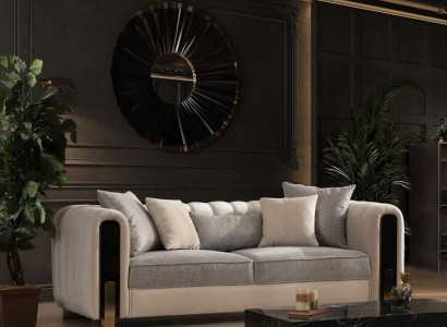 White three seater luxury couch modern stainless steel design living room furniture